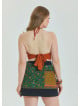 Snap Front Pocket Patchwork Wrap Green Plus Size Skirt 4688